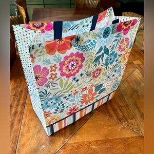Reusable Grocery Tote Bag with Flower Design